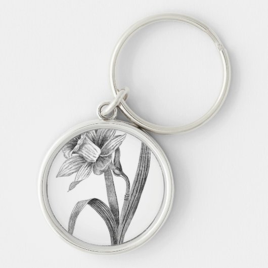 de zwarte witte wijnoogst van de bloemengele sleutelhanger (Voorkant)