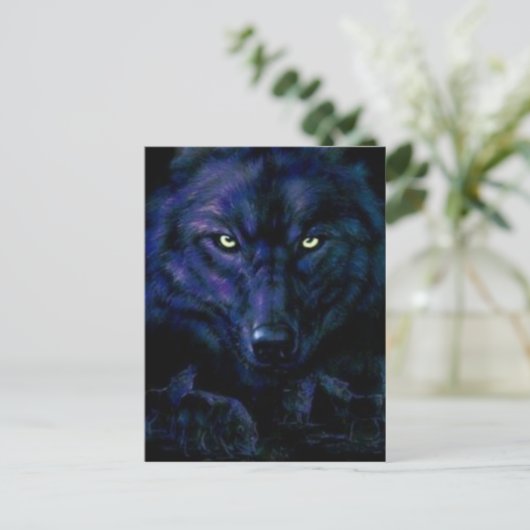 De zwarte wolf briefkaart (Staand voorkant)