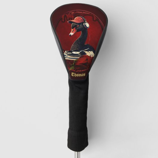 De zwarte zwaan, symbool voor creativiteit  golfheadcover (Voorkant)