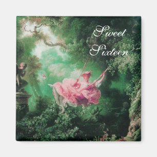 DE ZWEEKTE, ZWITTE ZES PARTIJ groene roze fuchsia Magneet
