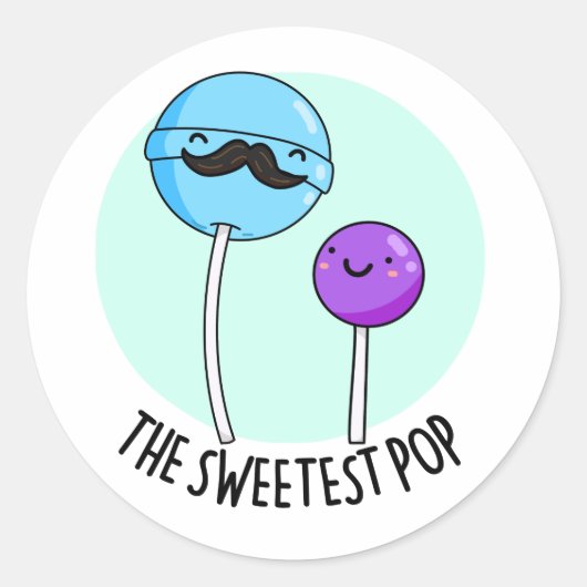 De Zweetste Pop Funny Lollipop Pun Ronde Sticker (Voorkant)