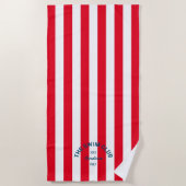 De zwemclub Blue Crest Red Cabana Stripe Strandlaken (Voorkant)