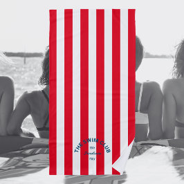 De zwemclub Blue Crest Red Cabana Stripe Strandlaken