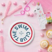 De zwemclub Blue Crest Red Stripe Papieren Bordje (Feest)