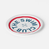 De zwemclub Blue Crest Red Stripe Papieren Bordje (Gekanteld)