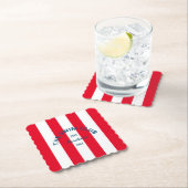 De zwemclub Crest Red Cabana Stripe Kartonnen Onderzetters (Insitu)