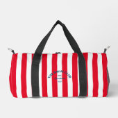 De zwemclub Crest Red Cabana Stripe Monogram Plunjezak (Voorkant)