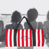 De zwemclub Crest Red Cabana Stripe Monogram Plunjezak