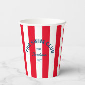 De zwemclub Crest Red Cabana Stripe Papieren Bekers (Achterkant)