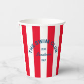 De zwemclub Crest Red Cabana Stripe Papieren Bekers (Voorkant)