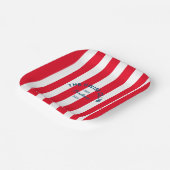 De zwemclub Crest Red Cabana Stripe Papieren Bordje (Gebogen)