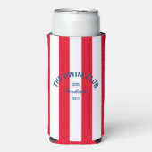De zwemclub Crest Red Cabana Stripe Seltzer Blikjeskoeler (Seltzer Voorkant)