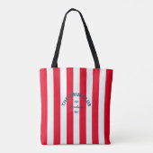 De zwemclub Crest Red Cabana Stripe Tote Bag (Achterkant)