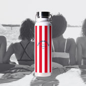 De zwemclub Crest Red Cabana Stripe Waterfles