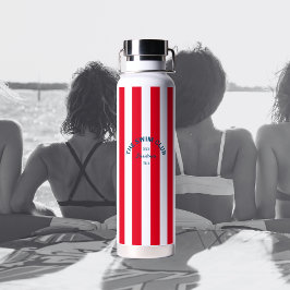 De zwemclub Crest Red Cabana Stripe Waterfles