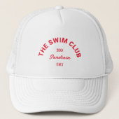 De Zwemclub Custom Red Crest Zwemmers Wit Trucker Pet (Voorkant)