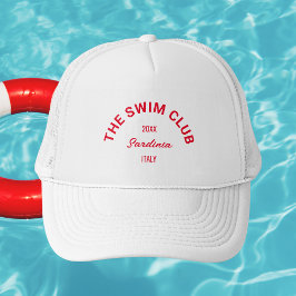 De Zwemclub Custom Red Crest Zwemmers Wit Trucker Pet
