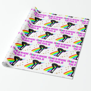 DE ZWEMMER IS ALTIJD KLAAR VOOR HET ZWEMBAD CADEAUPAPIER