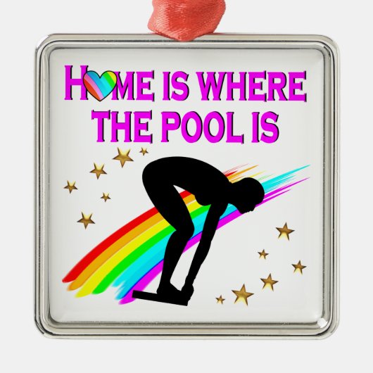 DE ZWEMMER IS ALTIJD KLAAR VOOR HET ZWEMBAD METALEN ORNAMENT (Voorkant)