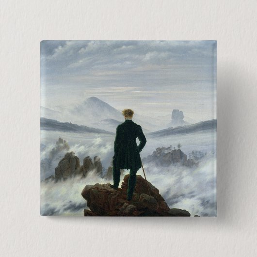 De zwerver boven het Zee Fog, 1818 Vierkante Button 5,1 Cm (Voorkant)