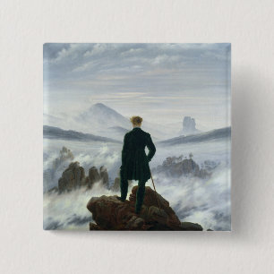 De zwerver boven het Zee Fog, 1818 Vierkante Button 5,1 Cm