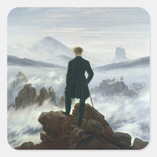 De zwerver boven het Zee Fog, 1818 Vierkante Sticker (Voorkant)
