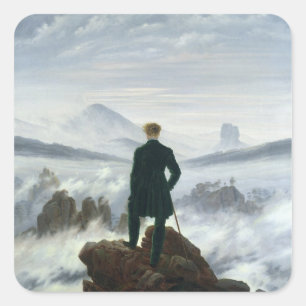 De zwerver boven het Zee Fog, 1818 Vierkante Sticker
