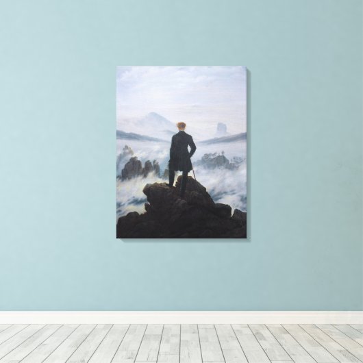 De zwerver boven het Zee Fog Canvas Afdruk (Insitu (Houten vloer))