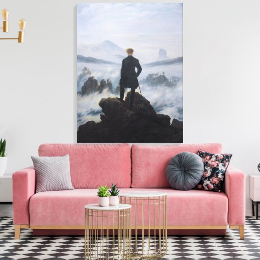 De zwerver boven het Zee Fog Canvas Afdruk (Insitu (Woonkamer))
