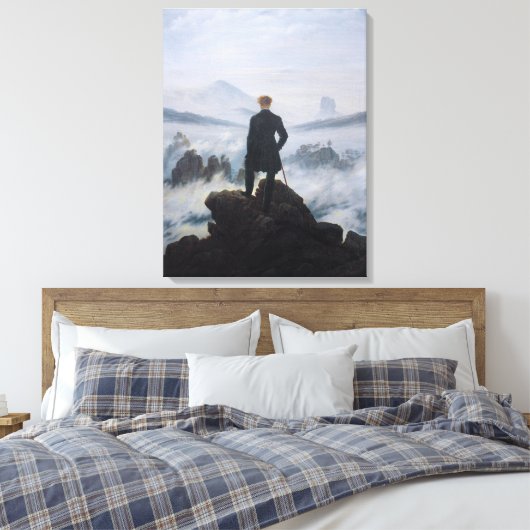 De zwerver boven het Zee Fog Canvas Afdruk (Insitu (Slaapkamer))