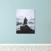 De zwerver boven het Zee Fog Canvas Afdruk (Insitu (Houten vloer))