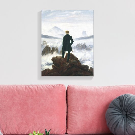 De zwerver boven het Zee Fog Canvas Afdruk (Insitu (Woonkamer))