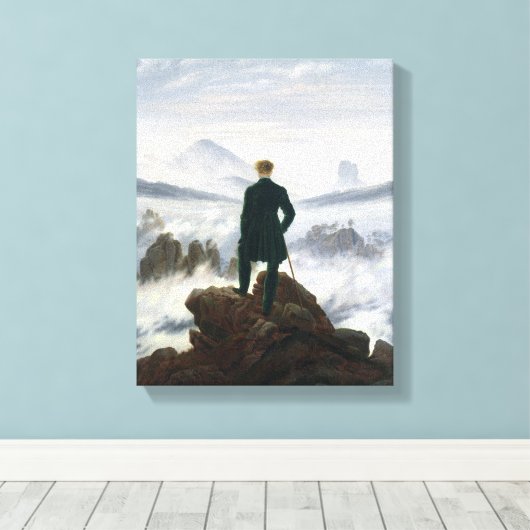 De zwerver boven het Zee Fog Canvas Afdruk (Insitu (Houten vloer))