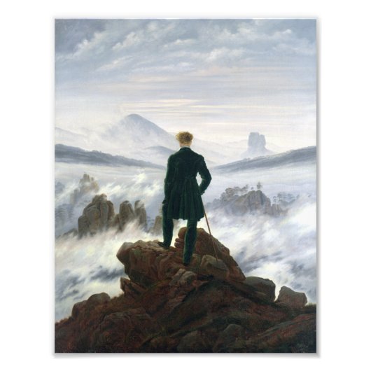 De zwerver boven het Zee Fog Foto Afdruk (Voorkant)