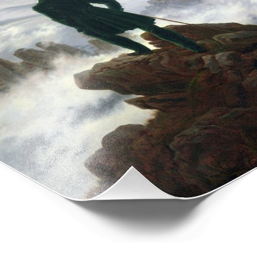 De zwerver boven het Zee Fog Foto Afdruk (Hoek)