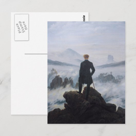 De zwerver boven het zee mist briefkaart (Voorkant / Achterkant)