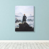 De zwerver boven het zee mist canvas afdruk (Insitu (Houten vloer))