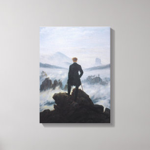 De zwerver boven het zee mist canvas afdruk