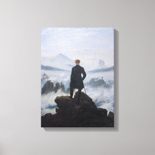 De zwerver boven het zee mist canvas afdruk (Voorkant)