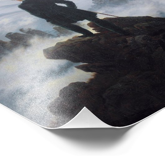 De zwerver boven het zee mist foto afdruk (Hoek)