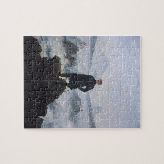 De zwerver boven het zee mist legpuzzel (Horizontaal)