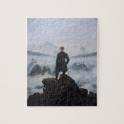 De zwerver boven het zee mist legpuzzel (Verticaal)