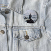 De zwerver boven het zee mist ronde button 5,7 cm (In situ)