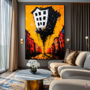 De Zwevende Afgrond – Expressionistische Surrealis Poster