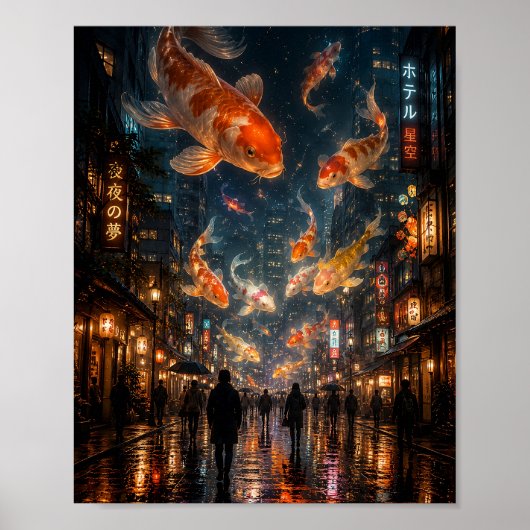De Zwevende Koi Poster (Voorkant)