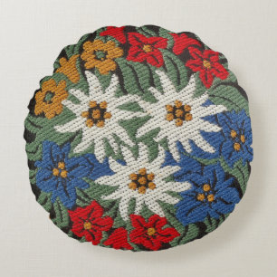 De Zwitserse Alpiene Bloem van het edelweiss Rond Kussen