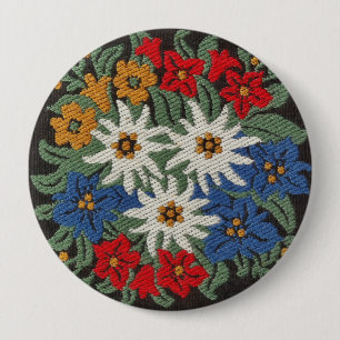De Zwitserse Alpiene Bloem van het edelweiss Ronde Button 4,0 Cm