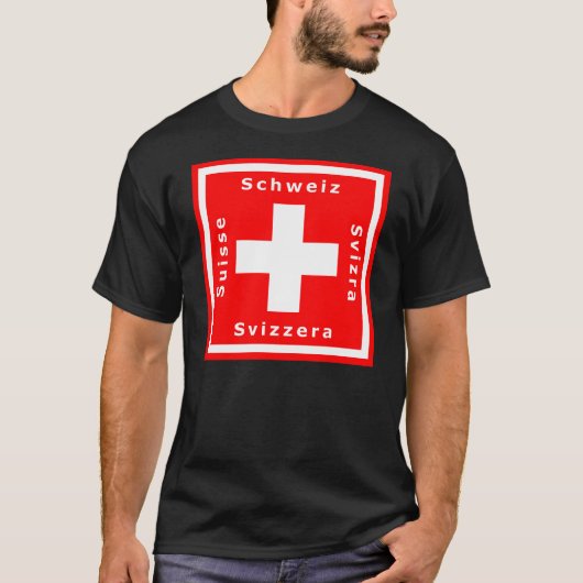 De Zwitserse vlag en de vier talen van Zwitserland T-shirt (Voorkant)