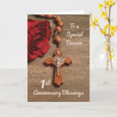 Deacon 1e Ordinatie Jubileum Roos & Rozenkrans Kaart (Gele Bloem)