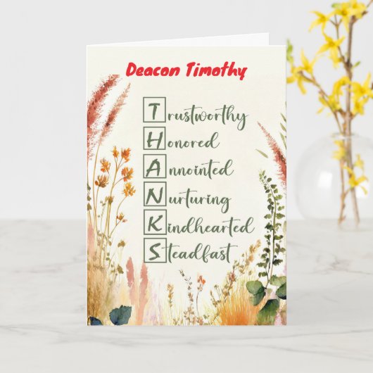 Deacon Clergy Appreciation Day Custom Name Thanks Kaart (Gele Bloem)